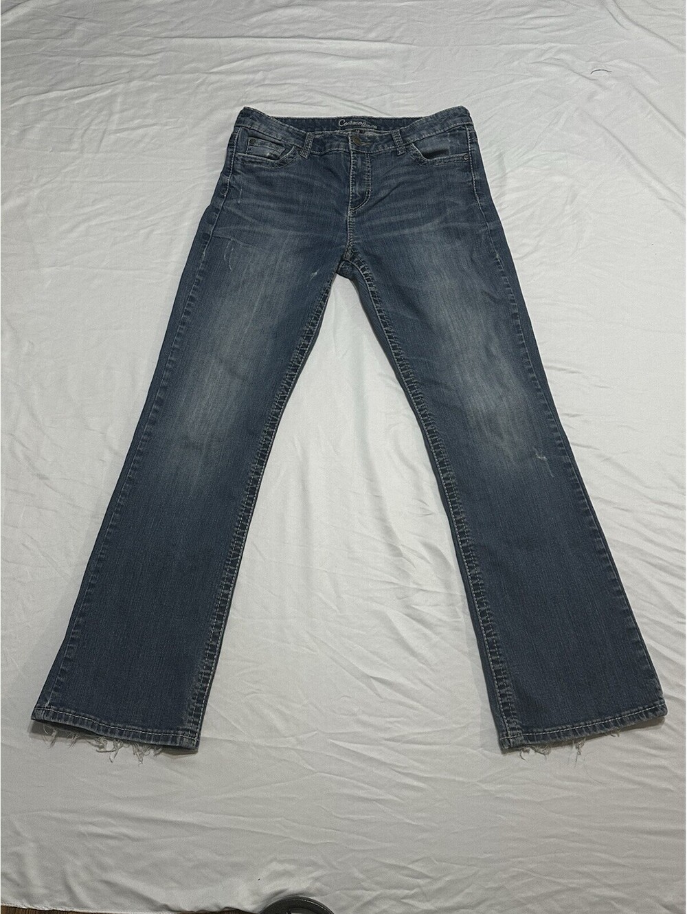 Common Genes Women’s Jeans Blue Bootcut Mid Rise Size 10 Frayed Denim Stretch